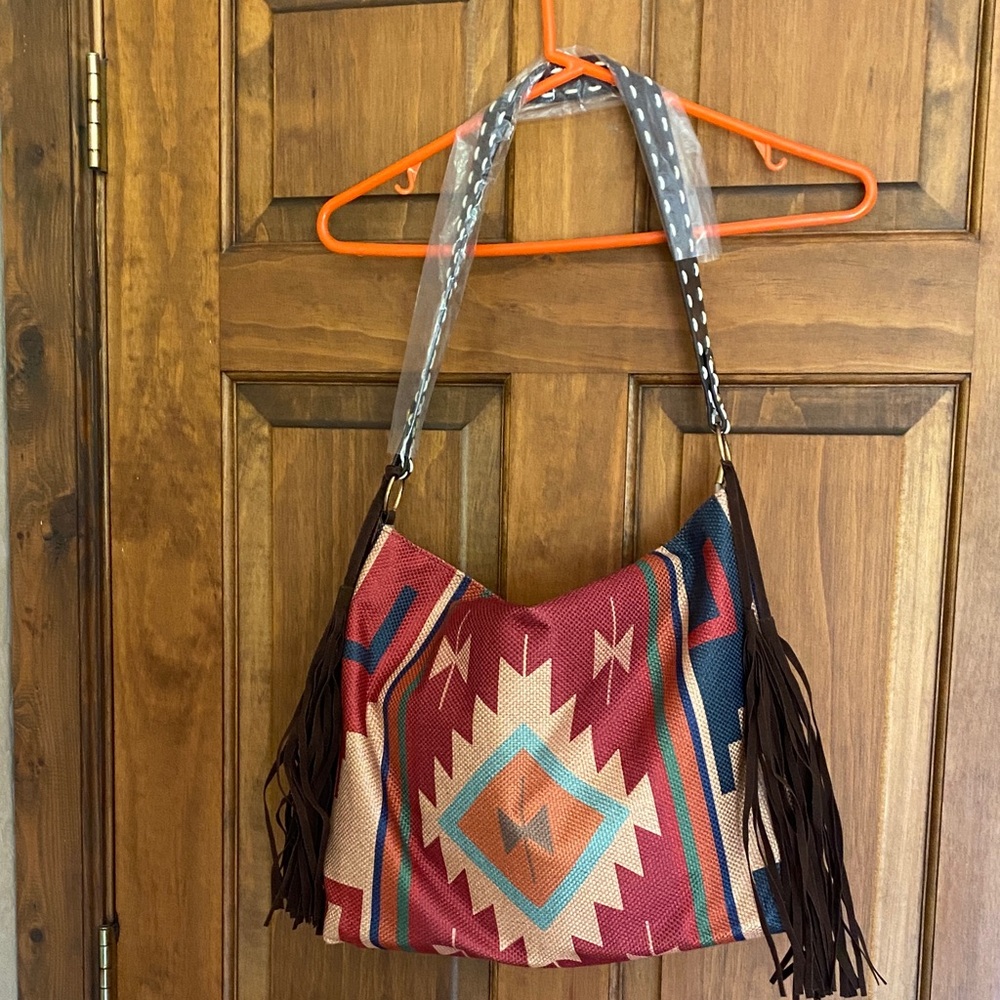 NWOT Aztec Fringe Shoulder Bag